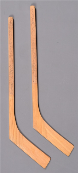 Vintage Toronto Maple Leafs Multi-Signed Mini Sticks (2) with Harry Watson and Sid Smith