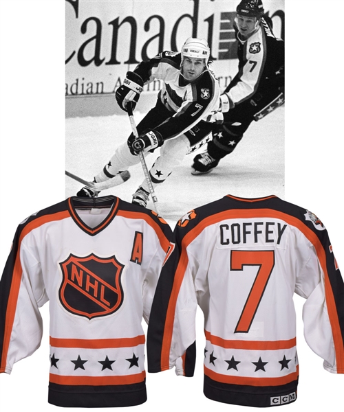 Paul Coffeys 1990 NHL All-Star Game Wales Conference Game-Worn Alternate Captains Jersey with His Signed LOA