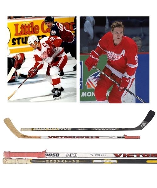 Steve Yzermans and Sergei Fedorovs Detroit Red Wings Signed Game-Used Sticks