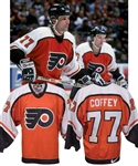 Paul Coffeys 1997-98 Philadelphia Flyers Game-Worn Jersey with His Signed LOA - Photo-Matched!