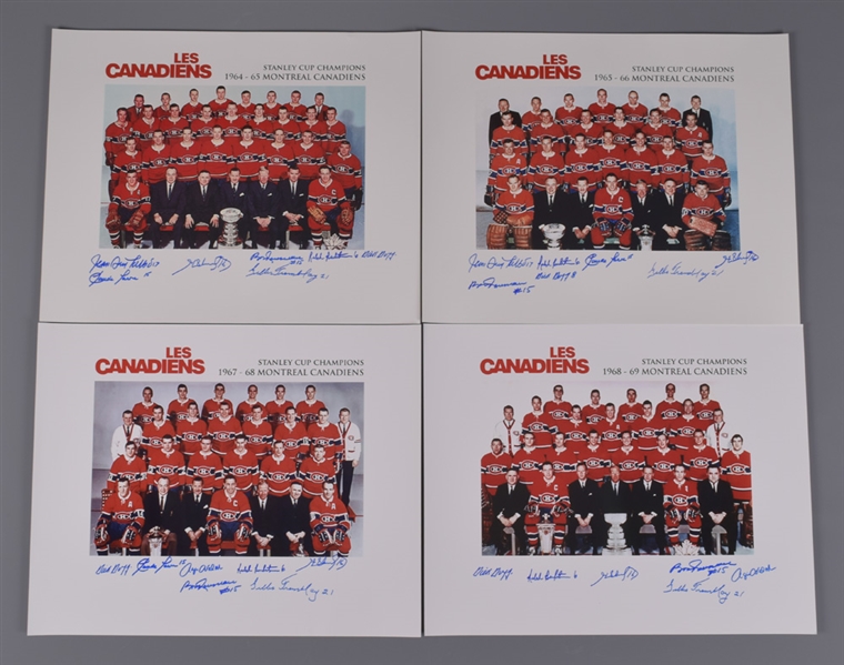 Montreal Canadiens 1964-65, 1965-66, 1967-68 and 1968-69 Stanley Cup Champions Multi-Signed Team Photos with LOA (16" x 20") 