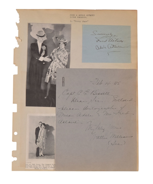 American Dancers and Singers Fred and Adele Astaire Dual-Signed Mid-1920s Cut with JSA LOA