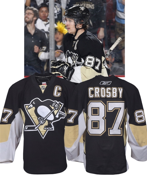 Sidney Crosbys 2008-09 Pittsburgh Penguins Game-Worn Stanley Cup Playoffs Captains Jersey with Team LOA - Photo-Matched to Eastern Conference Quarterfinals, Semifinals and Finals!