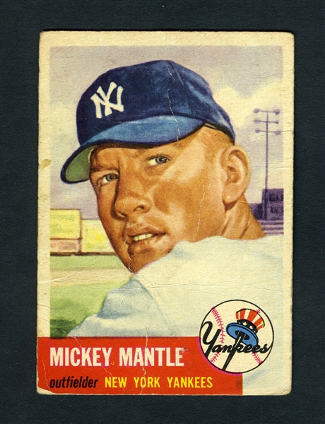 1953 Topps Baseball Card #82 HOFer Mickey Mantle