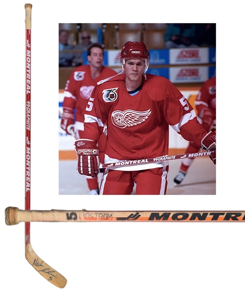 Nicklas Lidstroms Early-1990s Detroit Red Wings Signed Montreal Game-Used Rookie-Era Stick