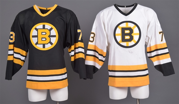 Jerry Buckleys Mid-1990s Boston Bruins Game-Worn Pre-Season Jerseys with LOAs