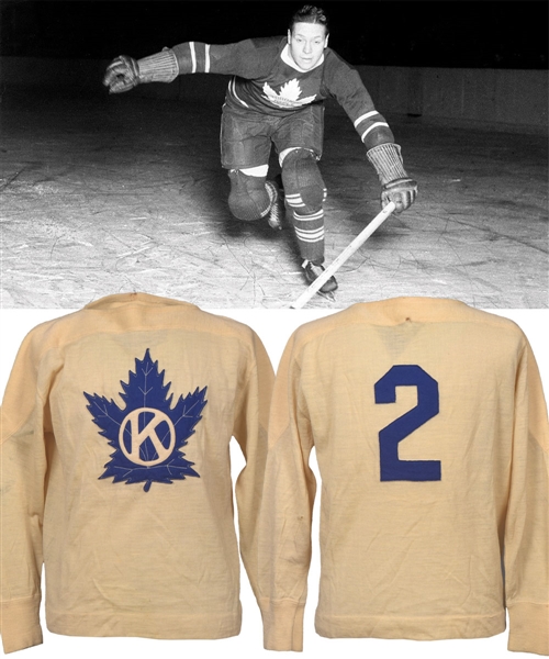 Reginald "Red" Horners Circa 1943 Toronto Maple Leafs Kiwanis All-Stars Game-Worn Wool Jersey with LOA from Family