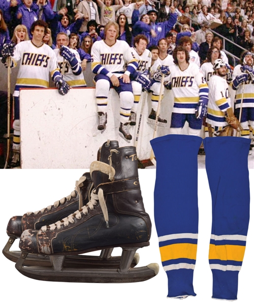 Ned Braden (Michael Ontkean) Slap Shot Charlestown Chiefs CCM Tacks Game-Used Skates Plus Film-Worn Socks with His Signed LOA