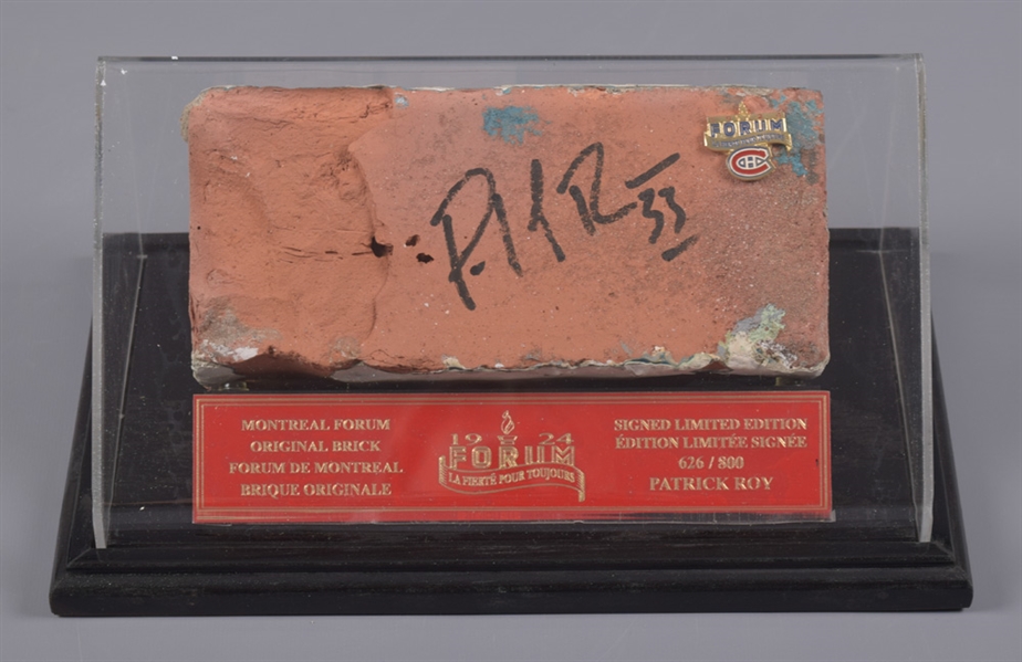 Patrick Roy Signed Montreal Forum Limited-Edition Brick #626/800 in Display Case with Team COA