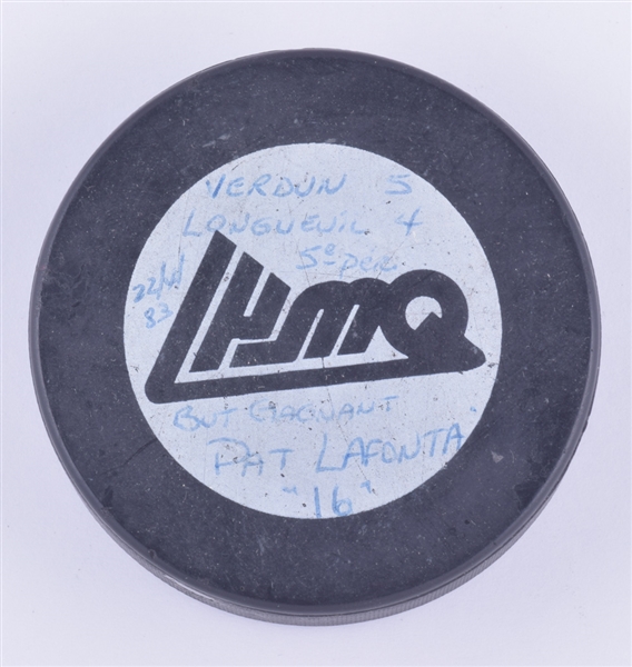 Pat LaFontaines 1982-83 QMJHL Verdun Juniors Playoffs Goal Puck