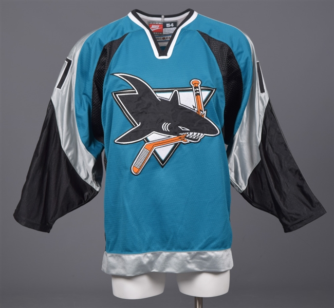 Joe Murphys 1997-98 San Jose Sharks Signed Game-Worn Third Jersey with Team LOA