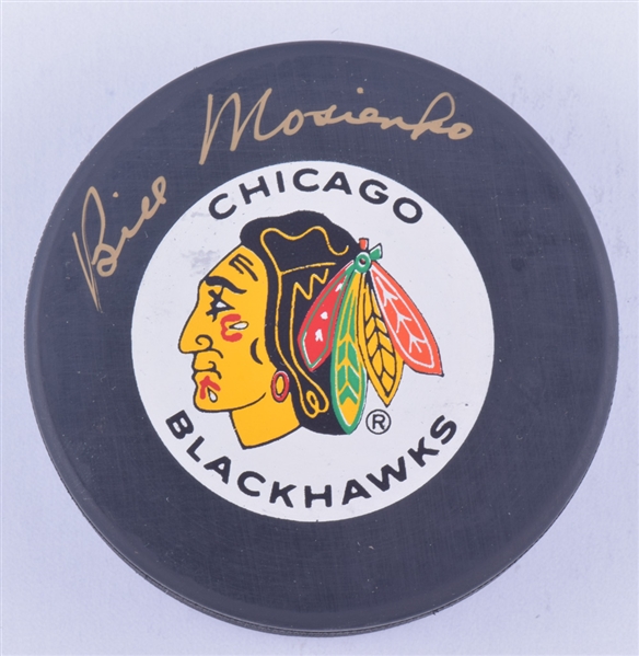 Deceased HOFer Bill Mosienko Chicago Black Hawks Signed Puck with LOA