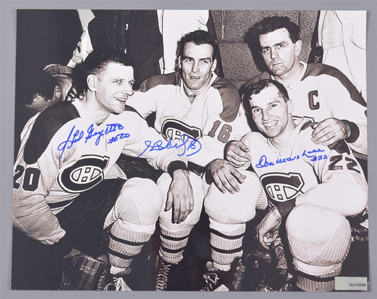 Montreal Canadiens Multi-Signed Dressing Room Photo with Marshall, Goyette and Henri Richard with LOA (11” x 14”) 