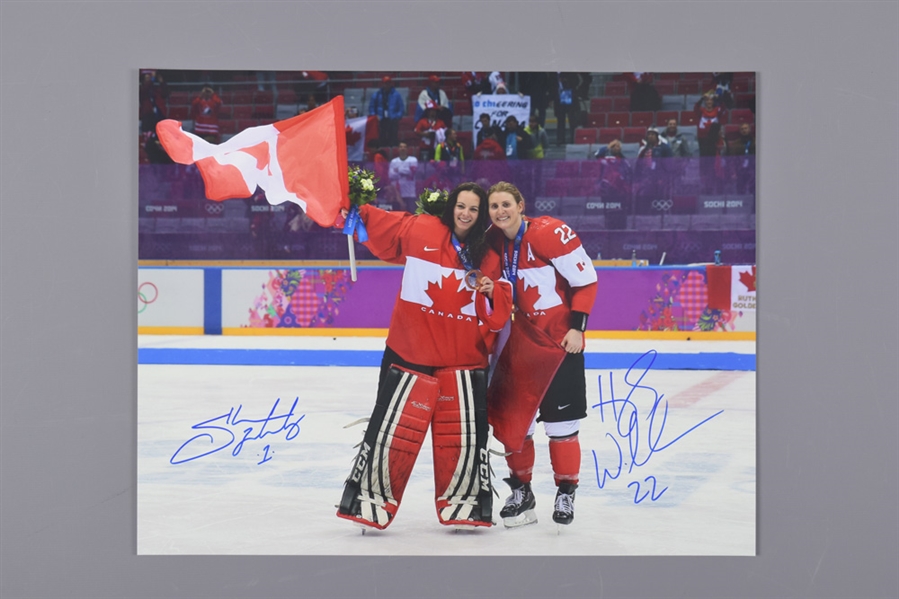 Team Canada Womens Olympic Hockey Signed Photo and Puck Collection of 7 with Wickenheiser, Poulin and Svabados with LOA