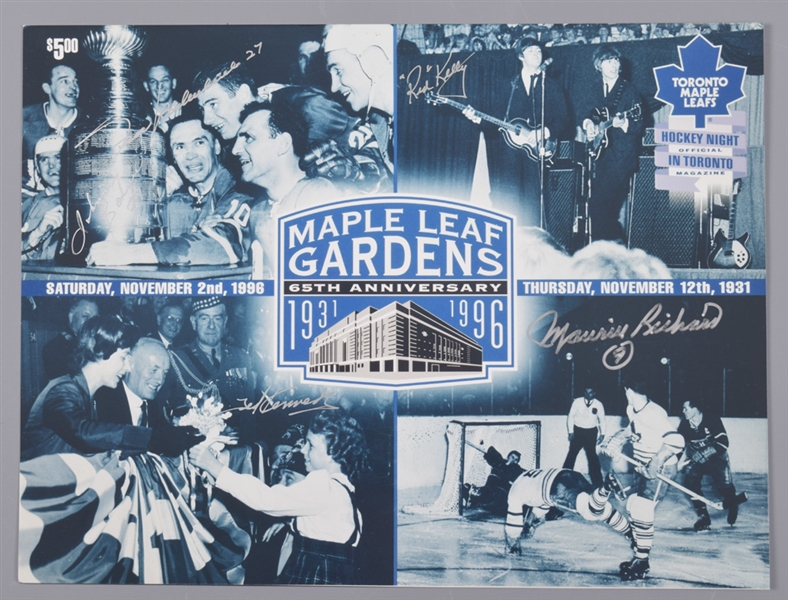 Maple Leaf Gardens 65th Anniversary Multi-Signed Photo with Mahovlich, Kennedy and Rocket Richard with LOA (11" x 14") 