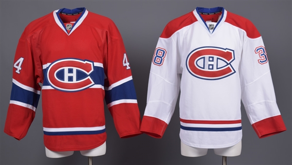 Hunter Bishop’s and Mark Mitera’s 2011-12 Montreal Canadiens Game-Issued Home and Away Jerseys with Team LOAs