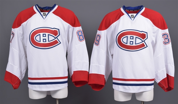 Robin Gusses and Peter Delmas 2011-12 Montreal Canadiens Game-Issued Away Jerseys with Team LOAs 