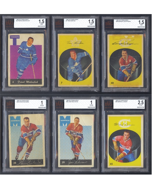 1962-63 Parkhurst Hockey Near Complete Set (54/56) - Most Cards BVG-Graded