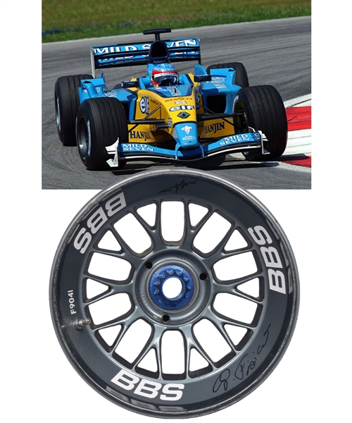 Mild Seven Renault 2003 R23 Formula One Racing Car Used BBS Wheel Rim Signed by Alonso and Fisichella with Renault F1 Team COA
