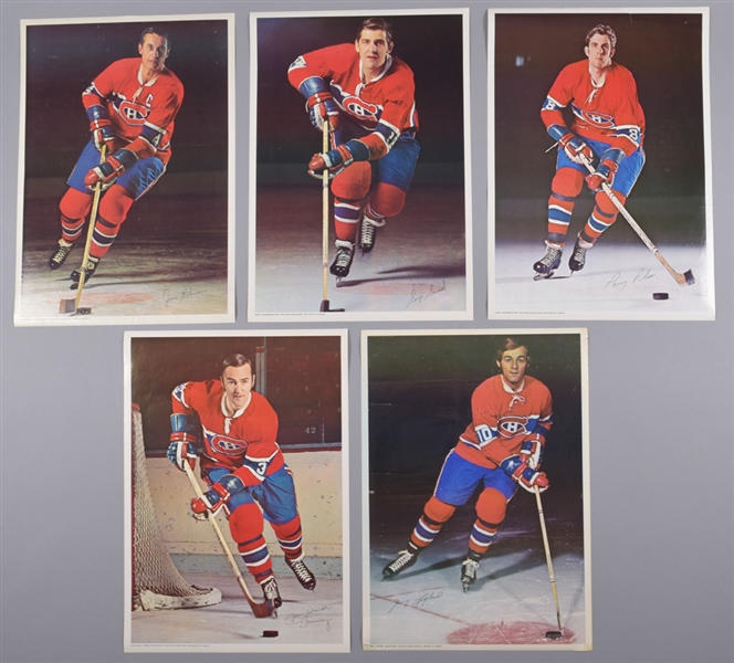 Early-1970s Pro Stars Publications Montreal Canadiens Poster Collection of 5 with Lafleur and Beliveau