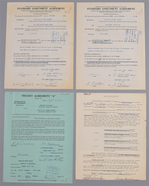 Toronto Maple Leafs 1940s/1950s Official NHL Document Collection of 4 - All Signed by Deceased HOFer Hap Day