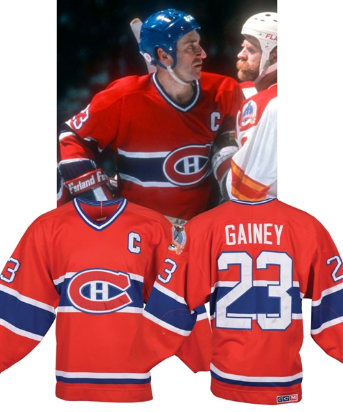 Bob Gaineys 1988-89 Montreal Canadiens Game-Worn Stanley Cup Finals Captains Jersey - Photo-Matched to Conference Finals and Stanley Cup Finals!