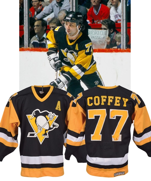 Paul Coffeys 1988-89 Pittsburgh Penguins Game-Worn Pre-Season Alternate Captains Jersey