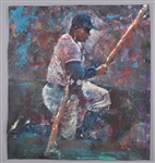 Jackie Robinson Brooklyn Dodgers Original Painting on Canvas by Renowned Artist Murray Henderson (22” x 24”) 