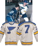 Gordon "Red" Berensons 1967-68 St. Louis Blues Inaugural Season Game-Worn Away Jersey with His Signed LOA