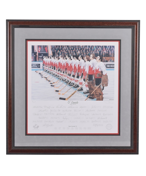 Gordon "Red" Berensons 1972 Canada-Russia Series Team Canada "OCanada" Team-Signed Limited-Edition P.E. Daniel Parry Lithograph #15/40 with His Signed LOA