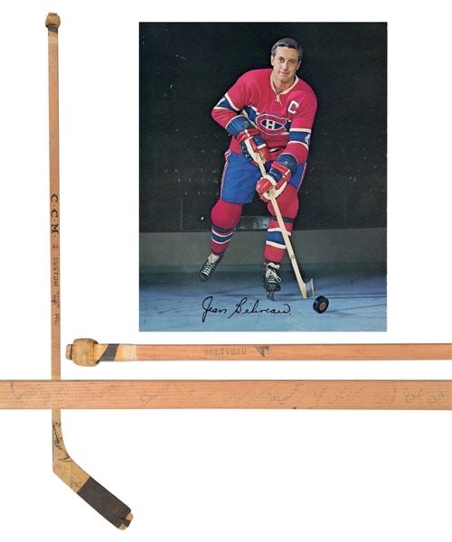 Jean Beliveaus 1963-64 Montreal Canadiens Team-Signed CCM Game-Used Stick with COA