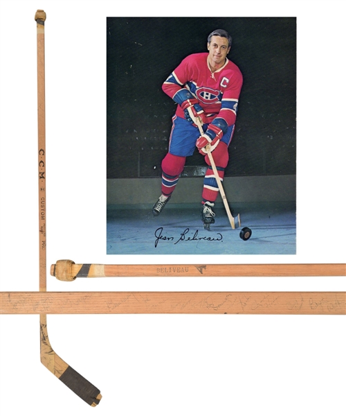 Jean Beliveaus 1963-64 Montreal Canadiens Team-Signed CCM Game-Used Stick with COA