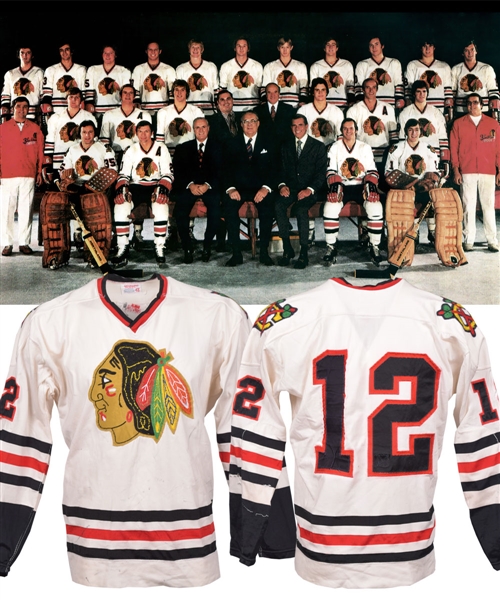 Lynn Powis 1973-74 Playoffs / Ivan Boldirevs 1974-75 Chicago Black Hawks Game-Worn Durene Jersey - Team Repairs! 