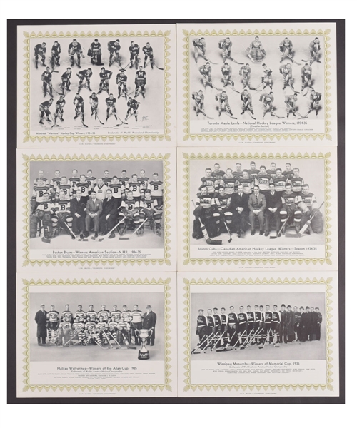 1934-35 CCM Team Picture Green Border Complete Set of 10 With Envelope and Original Ads (3)