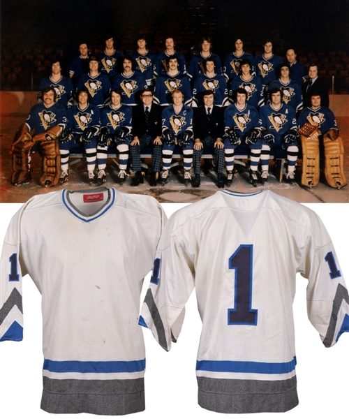 Pittsburgh Penguins 1974-75 Game-Worn Jersey Attributed to Denis Herron and Bob Johnson with LOA