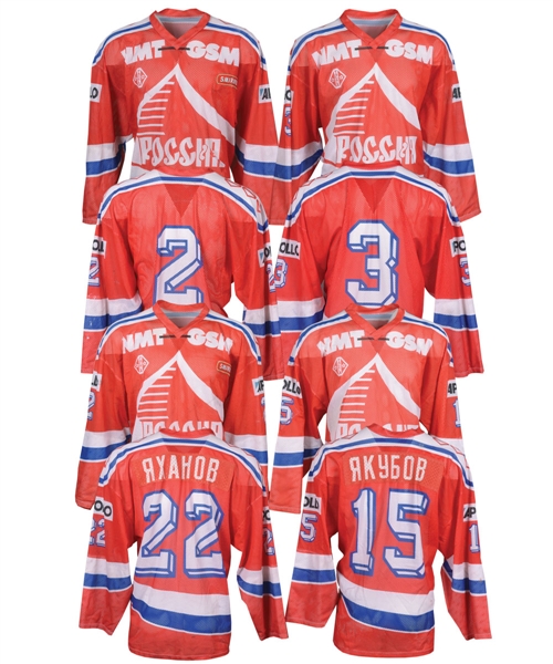 Team Russia 1991-92 "Cupolas Style" Game-Worn Jersey Collection of 4