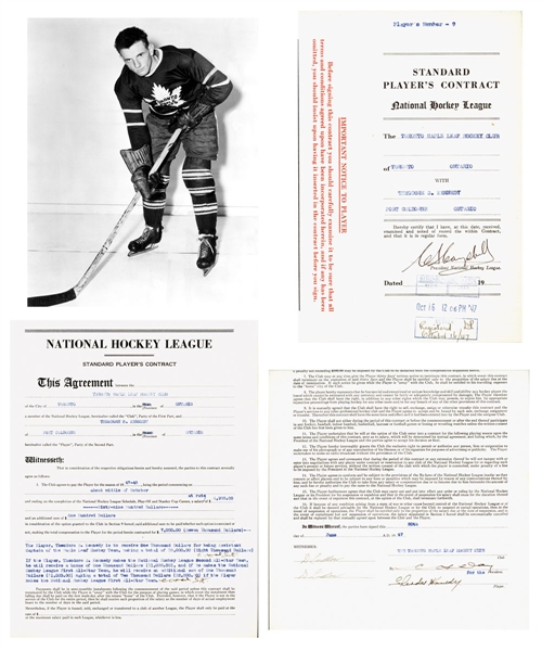 Ted Kennedys 1947-48 Toronto Maple Leafs Official NHL Contract - Signed by Deceased HOFers Kennedy, Day and Campbell
