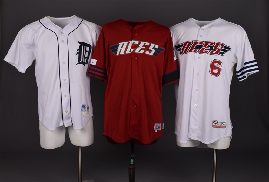 Gabe Kaplers 1999 Detroit Tigers Game-Worn Jersey Plus Josh Hendricks Early-2010s Melbourne Aces ABL Game-Worn Jerseys (2)