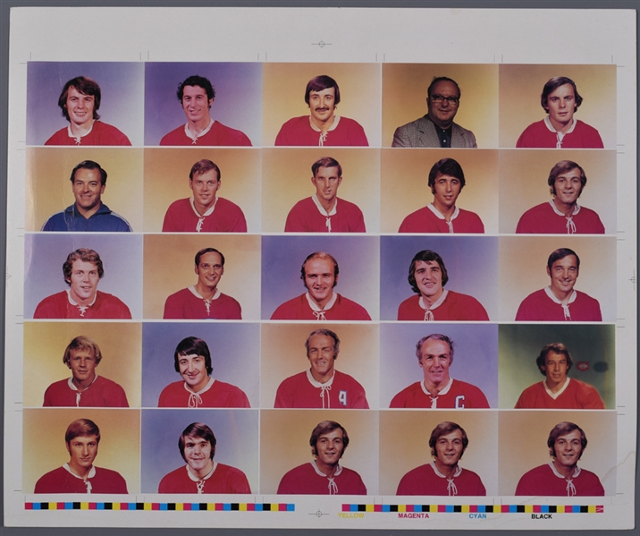 Montreal Canadiens Early-1970s Hockey Card/Picture Uncut Proof Sheet