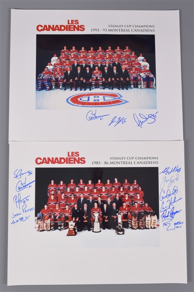 Montreal Canadiens 1985-86 and 1992-93 Stanley Cup Champions Multi-Signed Team Photos with LOA (16" x 20")  