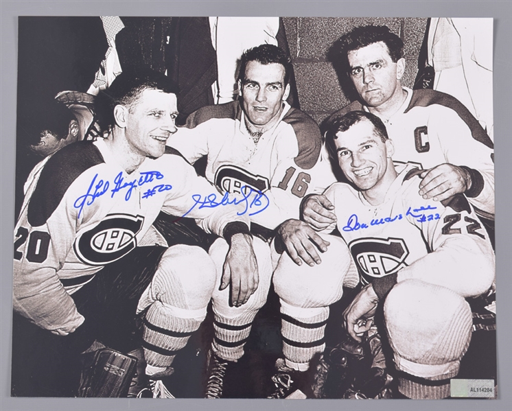 Montreal Canadiens Multi-Signed Dressing Room Photo with Marshall, Goyette and Henri Richard - LOA (11” x 14”) 