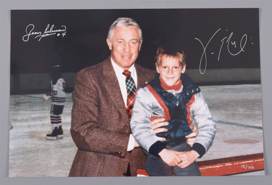 Jean Beliveau and Vincent Lecavalier Dual-Signed Limited-Edition Photo #15/100 with LOA (10" x 15") 