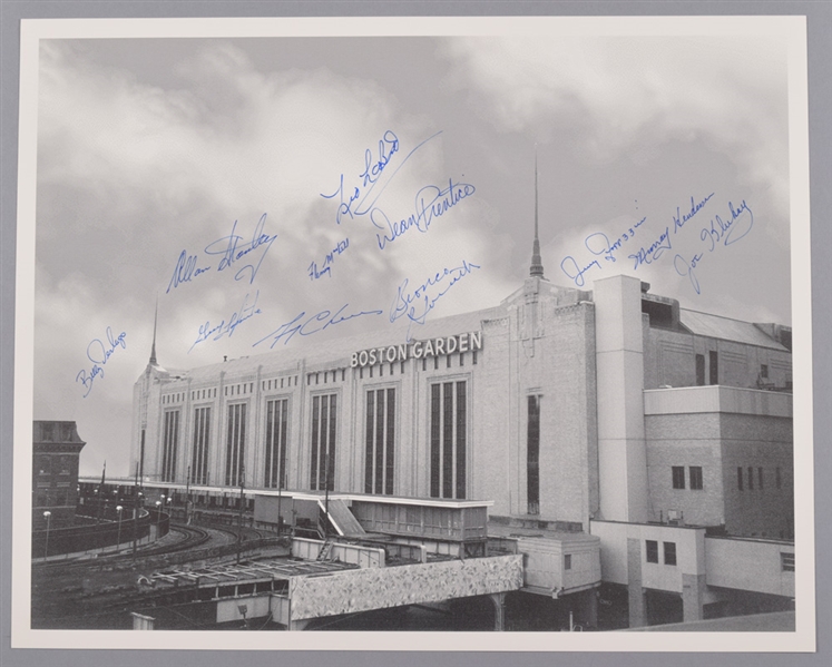 Boston Garden Photo Autographed by 11 Former Boston Bruins Players with LOA (16" x 20")