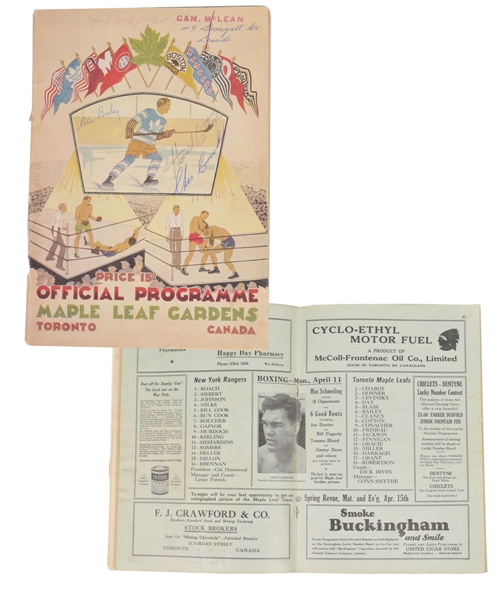 Scarce April 9th 1932 Toronto Maple Leafs Stanley Cup Finals Multi-Signed Cup-Clinching Program 