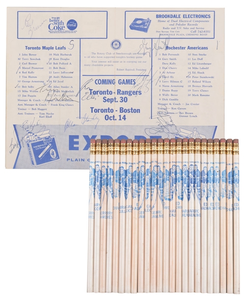 Toronto Maple Leafs 1955-57 Unused Dixon Pencil Collection of 24 Plus 1964-65 Multi-Signed Program with JSA LOA