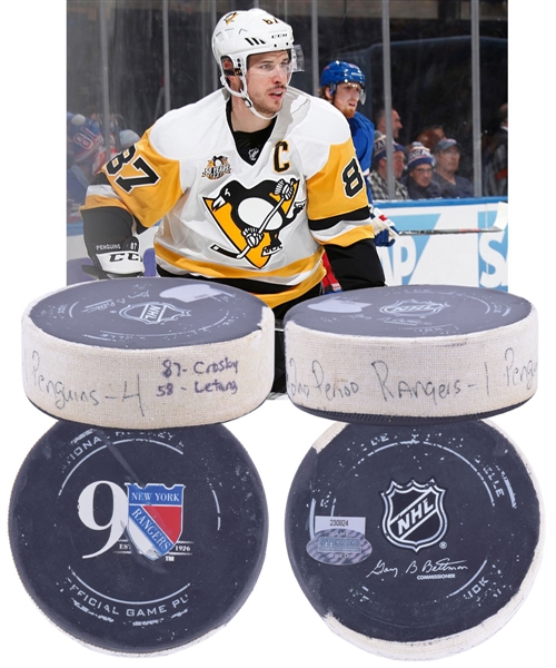 Sidney Crosbys Pittsburgh Penguins November 23rd 2016 Goal Puck with Steiner LOA - 14th Goal of Season / Career Goal #352