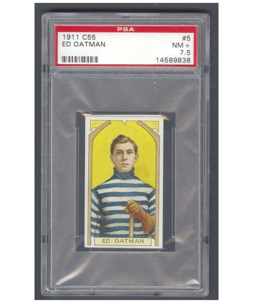 1911-12 Imperial Tobacco C55 Hockey Card #5 Ed Oatman RC - Graded PSA 7.5