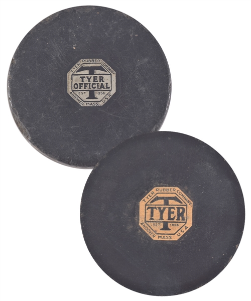 Tyer Rubber Company (Andover, Mass. USA) 1943-44 AHL Game Puck Plus "Tyer Official" Puck