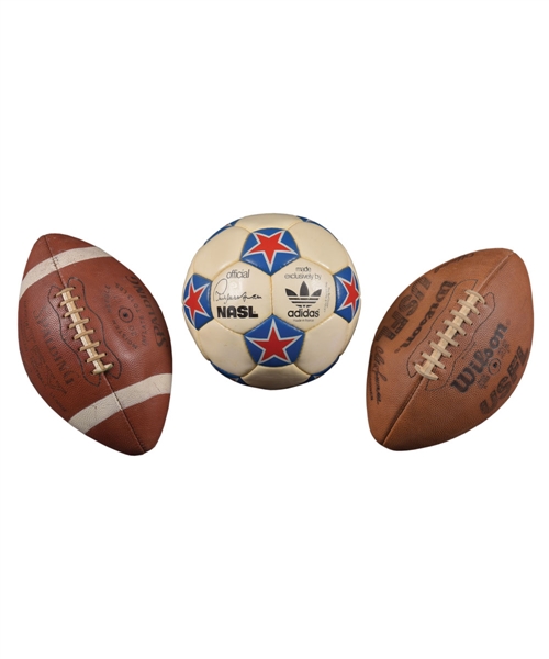Official Football and Soccer Ball Collection with Official NASL Soccer Ball, Official Spalding CFL J5V Football with Box and More