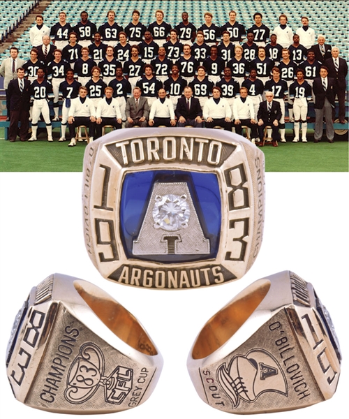 Jack OBillovichs 1983 Toronto Argonauts Grey Cup Championship 10K Gold and Diamond Ring